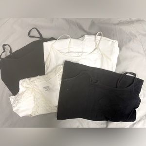 EUC black and white camis (5 total) size range from xs and small